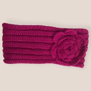 KNIT Fuchsia Pink Flower Twee Bright Floral Retro 70s Style Thick Headband